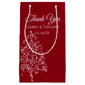 レッドクリスマスツリー冬の結婚式ありがとう スモールペーパーバッグ (正面)