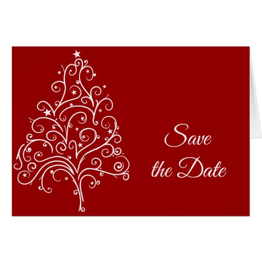 レッドクリスマスツリー冬の結婚式の日付を保存 (正面横)