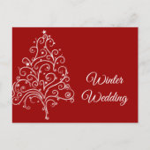 レッドクリスマスツリー冬の結婚式の日付を保存 案内ポストカード (正面)