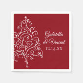 レッドクリスマスツリー冬の結婚式 スタンダードカクテルナプキン (正面)