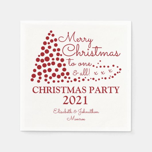レッドクリスマスツリー、クリスマスパーティーナプキン スタンダードカクテルナプキン (正面)