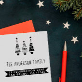 レッドクリスマスツリー&ファミリー名差出人住所 セルフインキングスタンプ