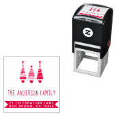 レッドクリスマスツリー&ファミリー名差出人住所 セルフインキングスタンプ (インサイチュ)