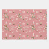 レッドクリスマスディアー&キツネ パーソナライズされた ラッピングペーパーシート (正面2)