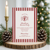 レッドクリスマスディストライプのナーパーティの招待状 招待状