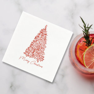 レッドクリスマスディナー スタンダードカクテルナプキン