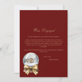 レッドクリスマスデコール婚約発表カード 案内状