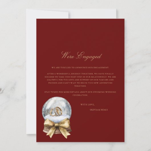 レッドクリスマスデコール婚約発表カード 案内状 (正面)