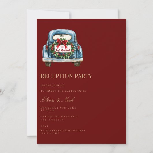 レッドクリスマスデコール披露宴招待状カード 招待状 (正面)