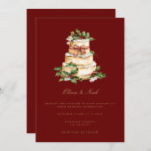 レッドクリスマスデコール結婚式招待状カード 招待状 (正面/裏面)