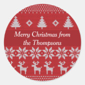 レッドクリスマストインデアカスタムーのホリデーパーティー ラウンドシール (正面)