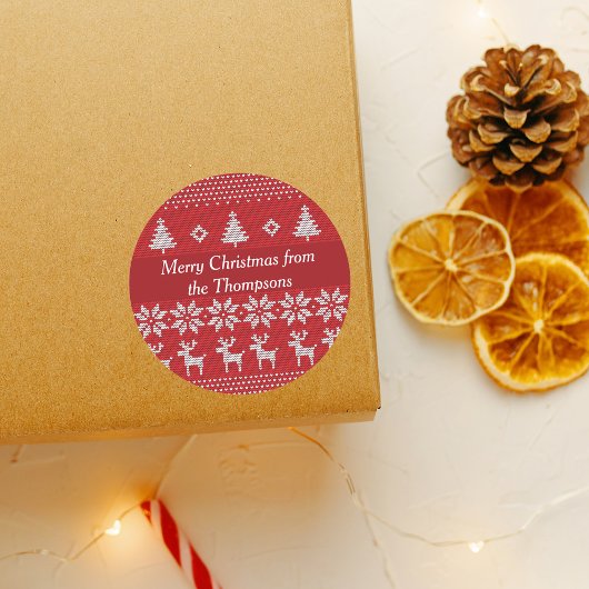 レッドクリスマストインデアカスタムーのホリデーパーティー ラウンドシール