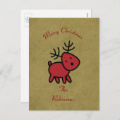 レッドクリスマストインデナーイラストレーション シーズンポストカード (正面/裏面)