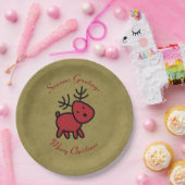 レッドクリスマストインデナーイラストレーション ペーパープレート (パーティー)