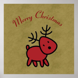 レッドクリスマストインデナーイラストレーション ポスター