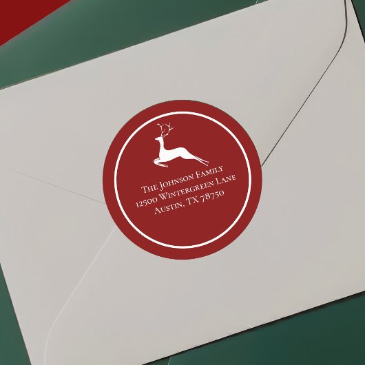 レッドクリスマストインデナーシックラウンド差出人住所 ラウンドシール