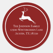 レッドクリスマストインデナーシックラウンド差出人住所 ラウンドシール (正面)