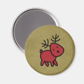 レッドクリスマストナカイのイラスト マグネット (正面/裏面)