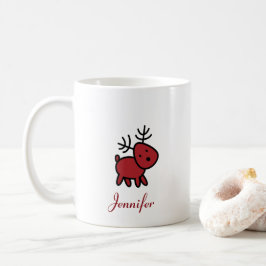 レッドクリスマストナカイイラストレーション パーソナライズされた コーヒーマグカップ