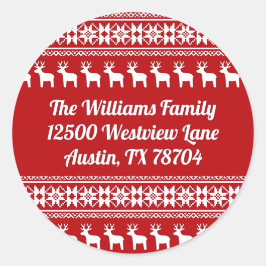 レッドクリスマストナディアスノーフレーク差出人住所 ラウンドシール (正面)