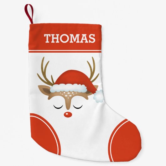 レッドクリスマストナディアモノグラムストッキング スモールクリスマスストッキング (正面)