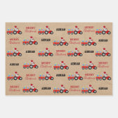 レッドクリスマストラクタートラックファーム名前をカスタムするクラフト ラッピングペーパーシート (正面3)