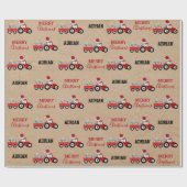 レッドクリスマストラクタートラックファーム名前をカスタムするクラフト ラッピングペーパー (フラット)