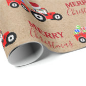 レッドクリスマストラクタートラックファーム名前をカスタムするクラフト ラッピングペーパー (ロールコーナー)