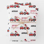 レッドクリスマストラクタートラックファーム名前をカスタムする ラッピングペーパーシート (インサイチュ)