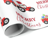 レッドクリスマストラクタートラックファーム名前をカスタムする ラッピングペーパー (ロールコーナー)