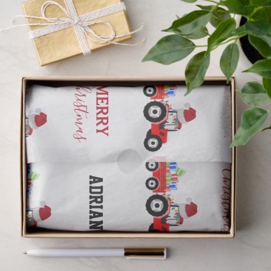 レッドクリスマストラクタートラックファーム名前をカスタムする 薄葉紙 (ギフト)