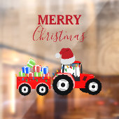 レッドクリスマストラクタートラックファーム ウィンドウサイン (シート2)