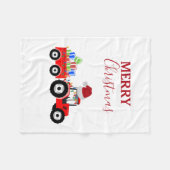 レッドクリスマストラクタートラックファーム フリースブランケット (正面(横))