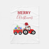 レッドクリスマストラクタートラックファーム フリースブランケット (正面)