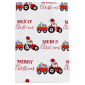 レッドクリスマストラクタートラックファーム ミディアムペーパーバッグ (正面)