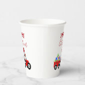 レッドクリスマストラクタートラックファーム 紙コップ (右)