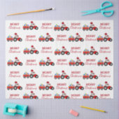 レッドクリスマストラクタートラックファーム 薄葉紙 (クラフト)