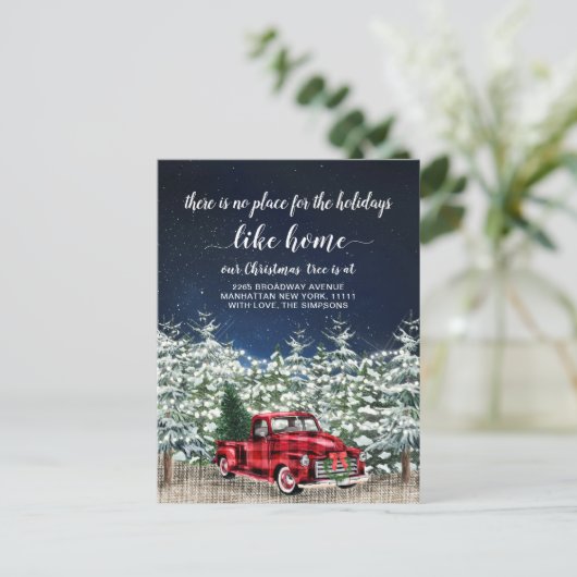 レッドクリスマストラックの休日の引越し発表 ポストカード (スタンド正面)