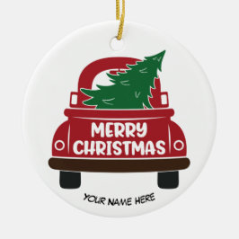 レッドクリスマストラックカスタマイズ可能セラミックオーナメント セラミックオーナメント
