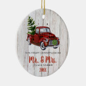 レッドクリスマストラック初めてのクリスマスオーナメント セラミックオーナメント (右)