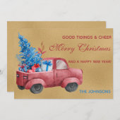 レッドクリスマストラック水彩イラストレーション写真 (正面/裏面)