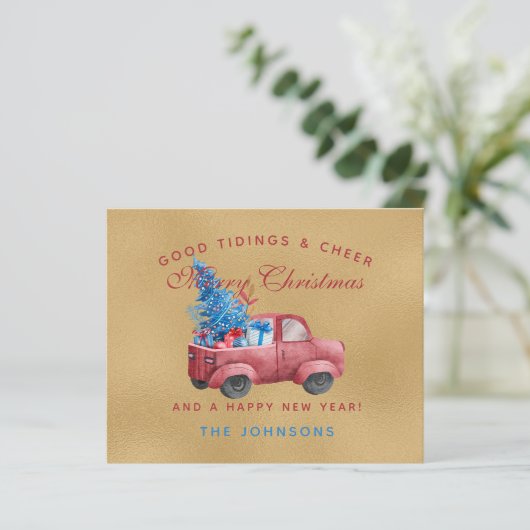 レッドクリスマストラック水彩イラストレーション写真 (スタンド正面)