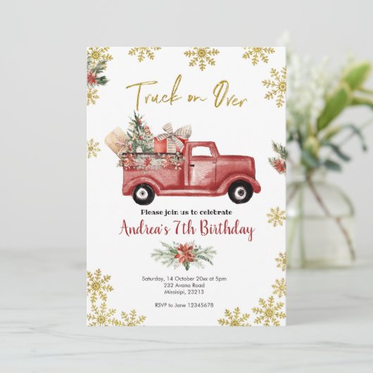 レッドクリスマストラック誕生日上のトラック 招待状 (スタンド正面)