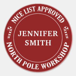 レッドクリスマスニースリストギフトステッカー ラウンドシール