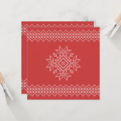 レッドクリスマスノルディックスノーフレーククリスマスシーズン カード (正面/裏面インサイチュ)