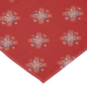 レッドクリスマスノルディックフォークのスノーフレークパターン テーブルクロス (アングル)