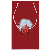 レッドクリスマスバウブルとスノーフレーク スモールペーパーバッグ (裏面)