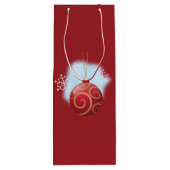 レッドクリスマスバウブルとスノーフレーク ワインギフトバッグ (裏面)