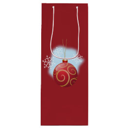 レッドクリスマスバウブルとスノーフレーク ワインギフトバッグ