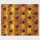 レッドクリスマスバウブルオン金ゴールド ラッピングペーパー (フラット)